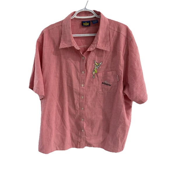 DISNEY CLASSICS‎ WOMENS BUTTON UP SHIRT SIZE 26W/28W TINKERBELL SHORT SLEEVE - Picture 1 of 9